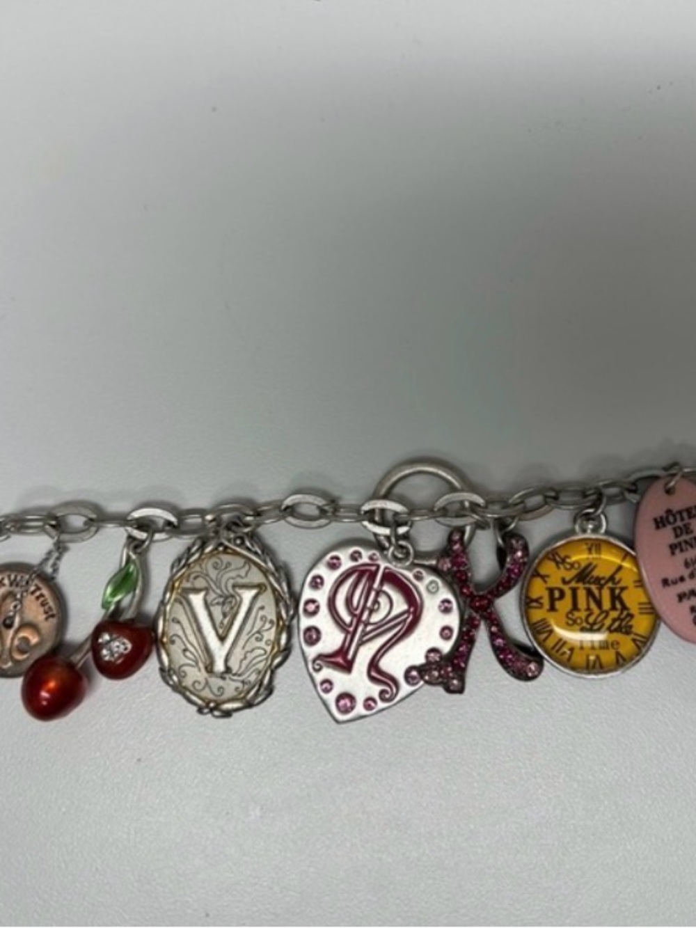 PINK Victoria's Secret Silver Charm Bracelet with Pink, Red and Yellow Accents - Picture 8 of 8